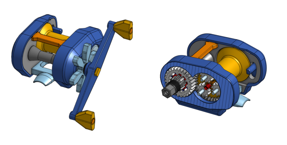 CAD model of the fishing reel